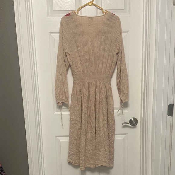 ASOS Beige Long Sleeve Dress with Red and Pink Floral Embroidery - Picture 7 of 7